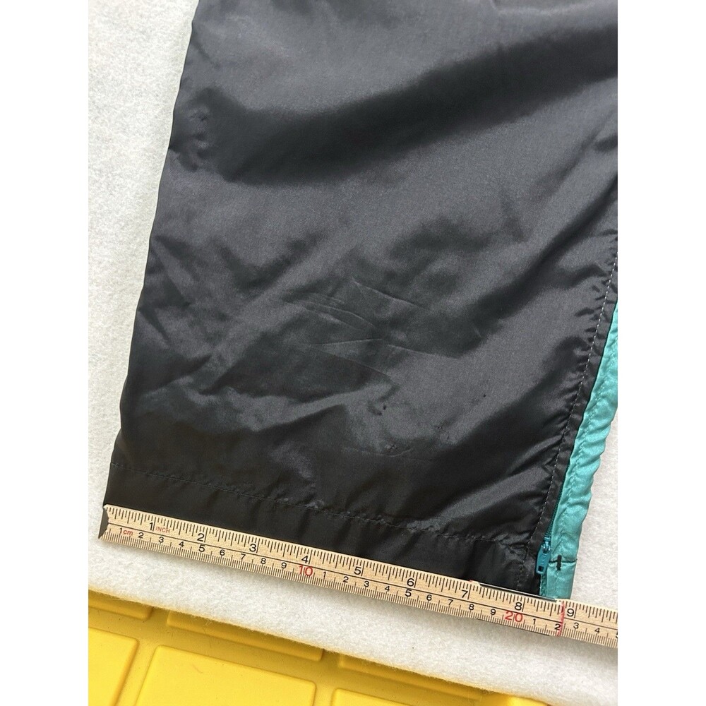 Vintage Prince Nylon Track Pants Mens M Black Teal Side Stripe Windbreaker 90s - Picture 6 of 7